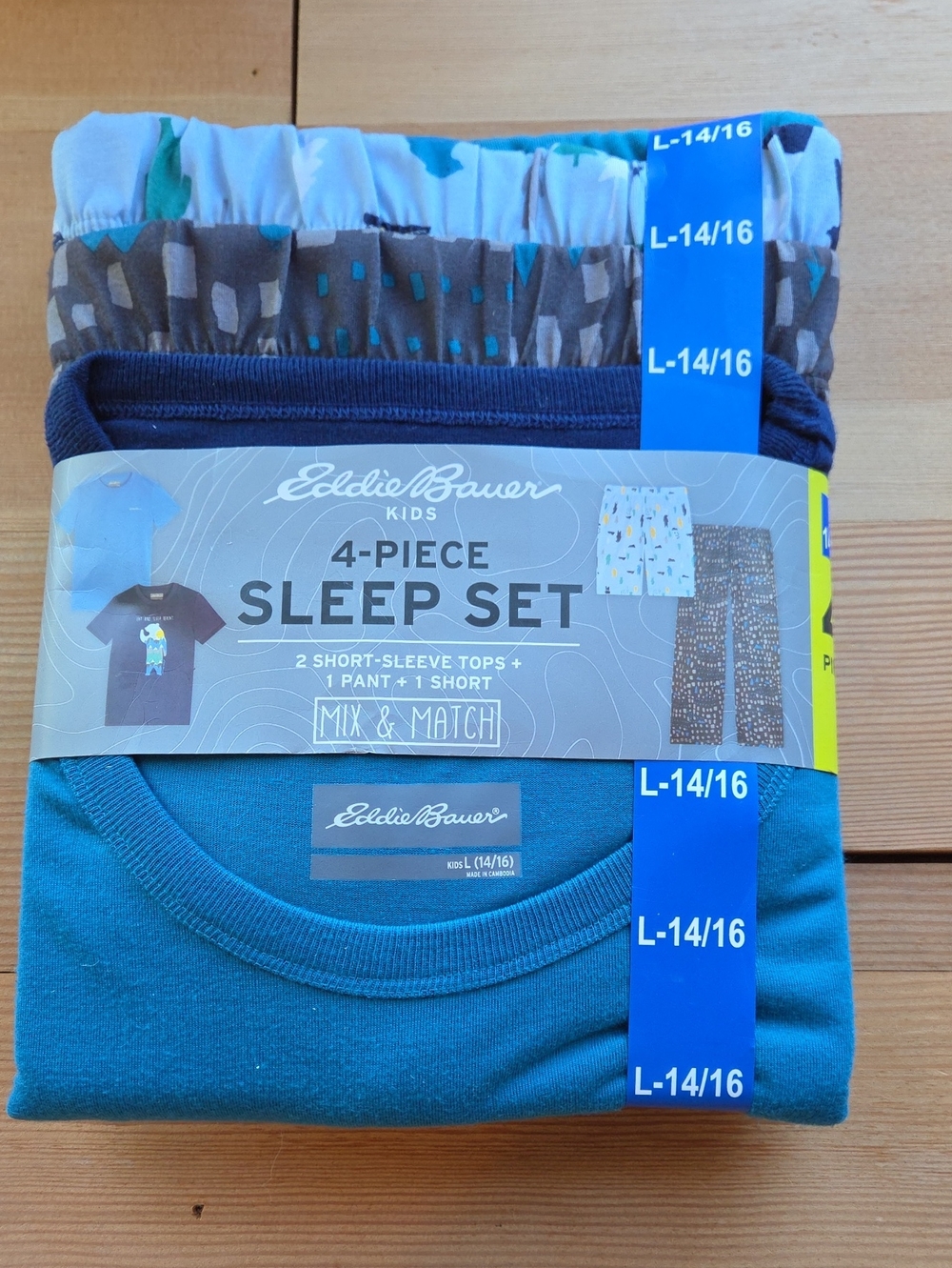 Eddie Bauer Kids Teal and Navy 4-Piece Sleep Set